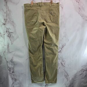 Carhartt Pants Mens 38 X 34 Khaki Tan Brown Canvas Straight Fit Stretch